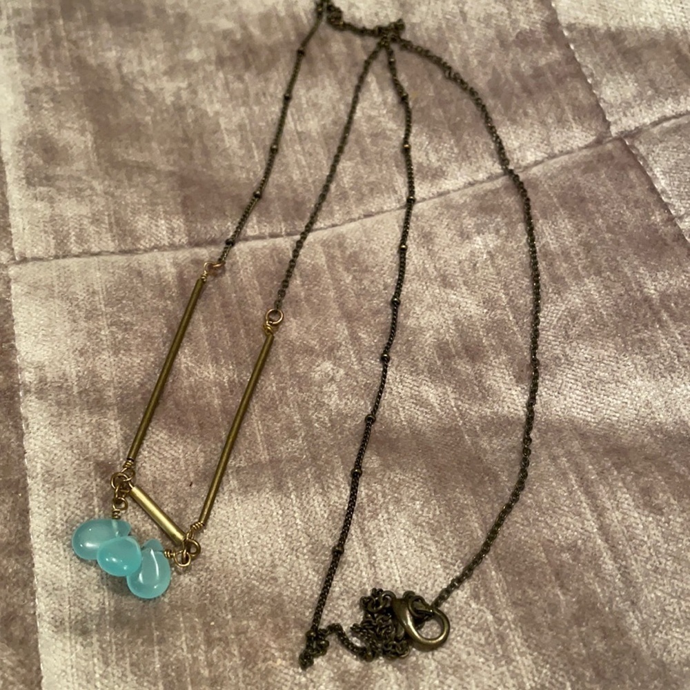 28” 3 mini crystals steam punk style necklace